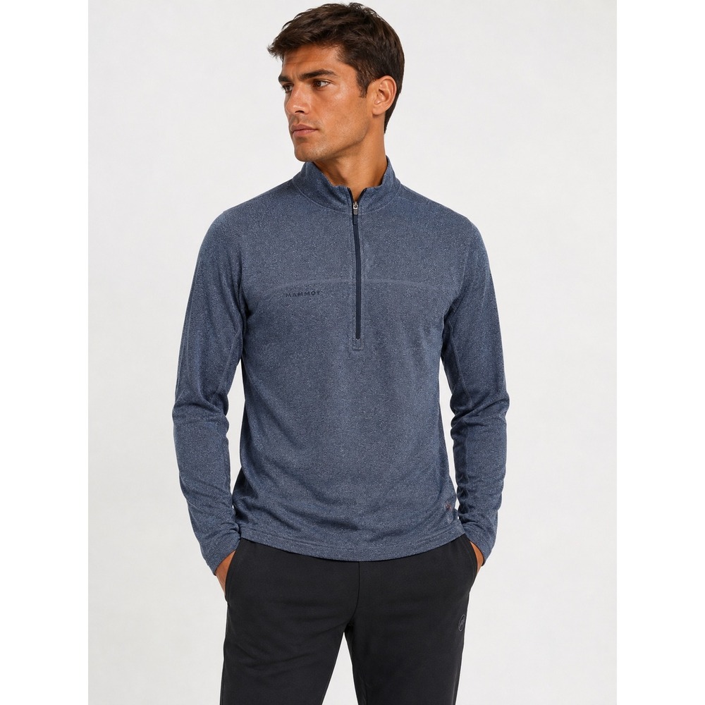 Mammut Blue Heather Polartec 1/4 Zip Pullover Mock Neck Athletic Top S